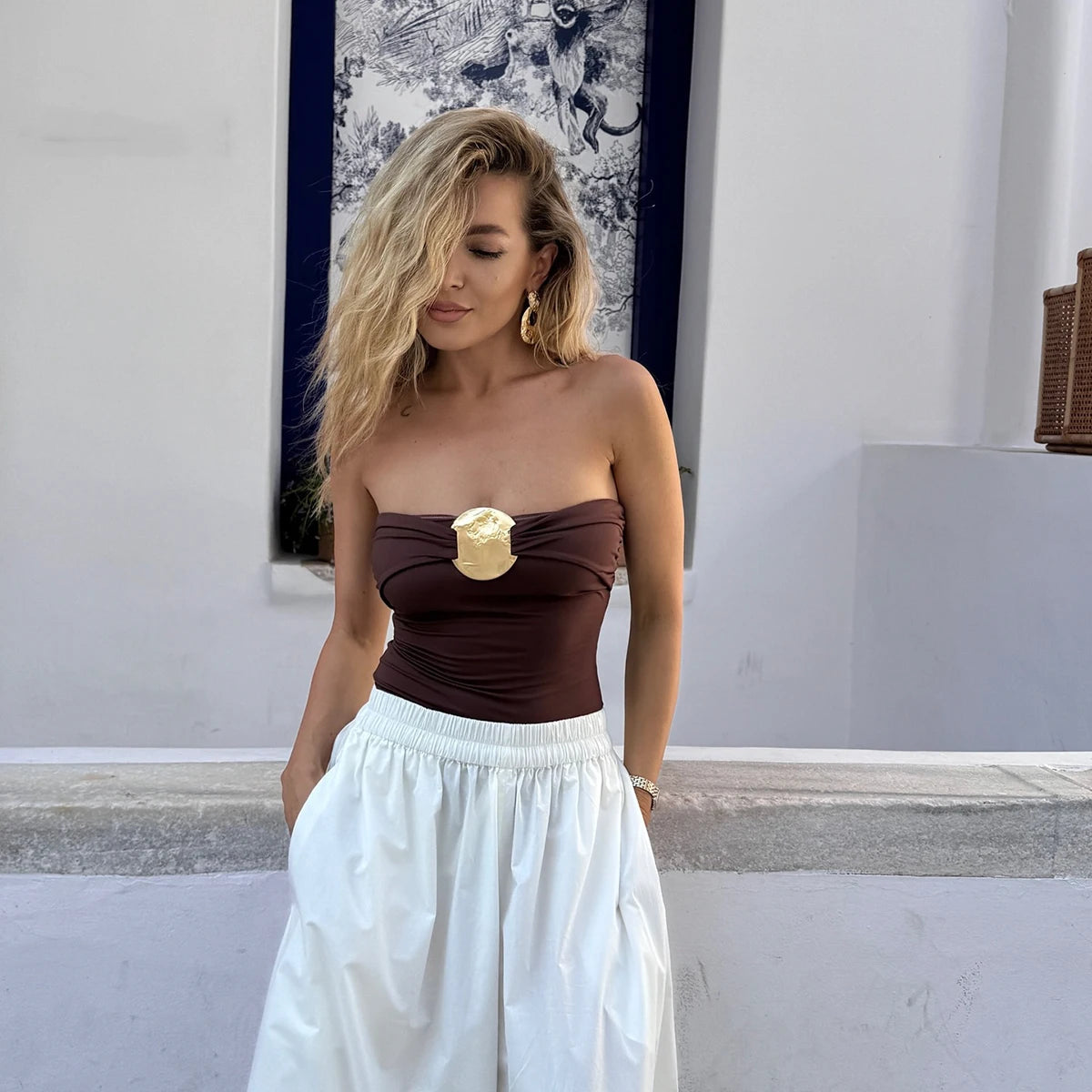 Maillot de bain marron bandeau – maillot une pièce chic pour l’été 2025