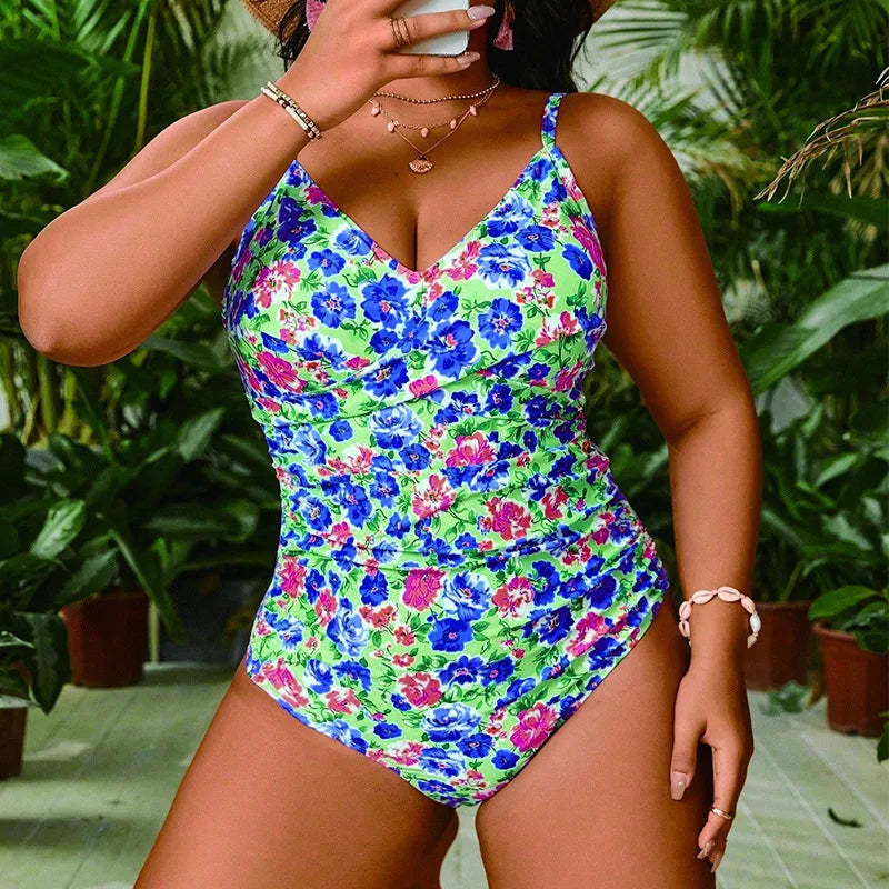 Bikini grande taille femme, floral, deux pièces, taille haute, été 2025